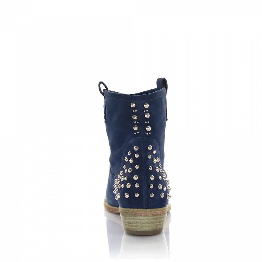 Rossano Bisconti - Stiefeletten Veloursleder Nieten blau - blau