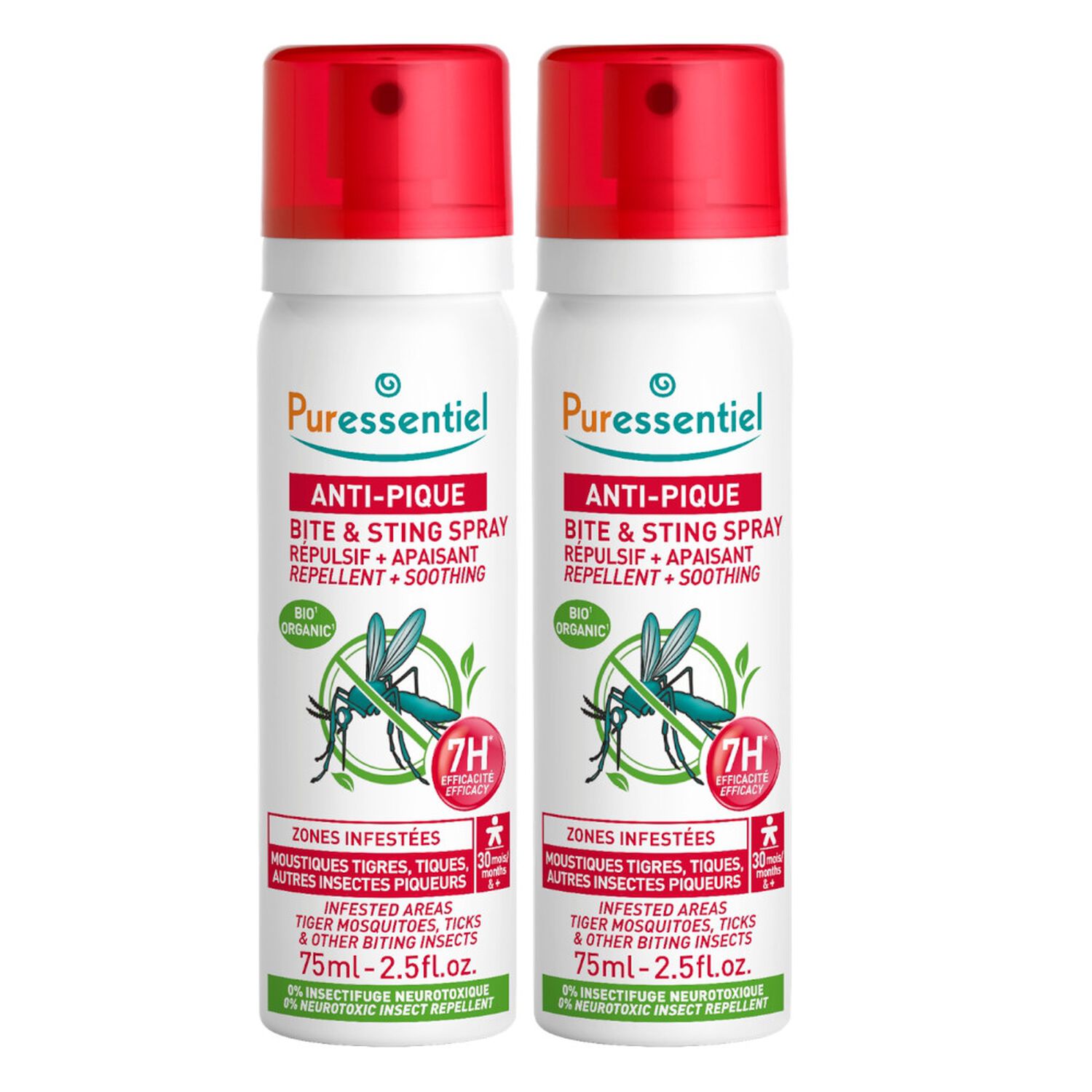 Puressentiel Anti-Pique Lot de Spray Répulsif Apaisant - 2x75 ml