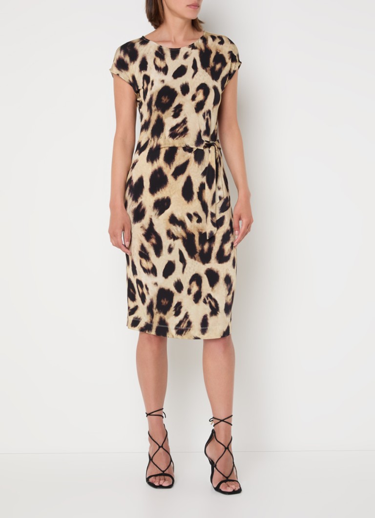 Vestido midi con estampado de leopardo y cinturón anudado de Claudia Sträter