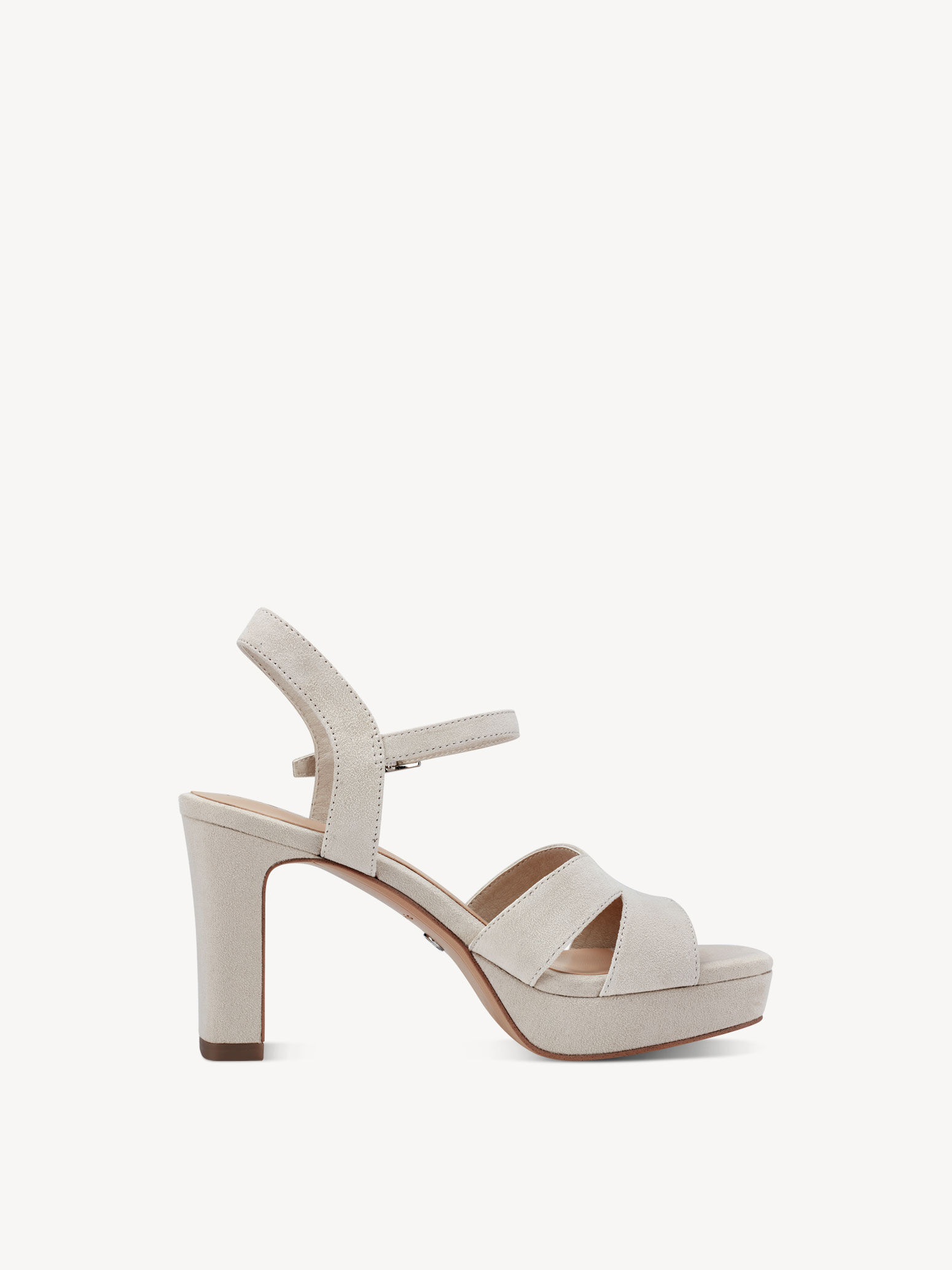 Sandale à talon en cuir - beige