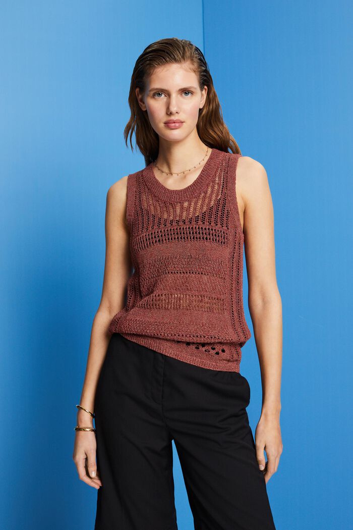 Ärmelloser Mouliné-Pullover, Baumwollmix