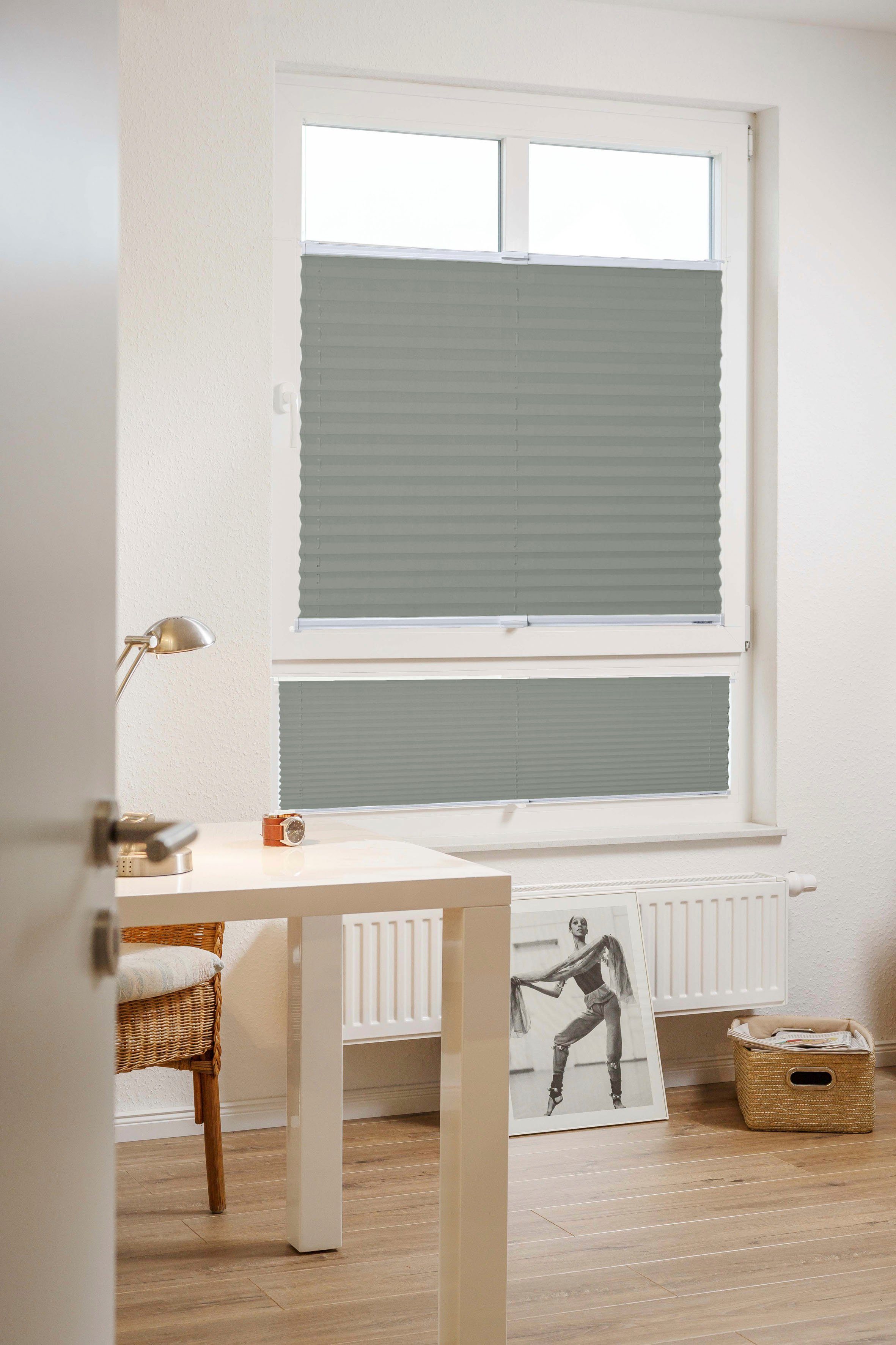 Klebe-Plissee One Size Style Plain, sunlines, blickdicht, ohne Bohren, verspannt, Haftfix, Höhe 210cm