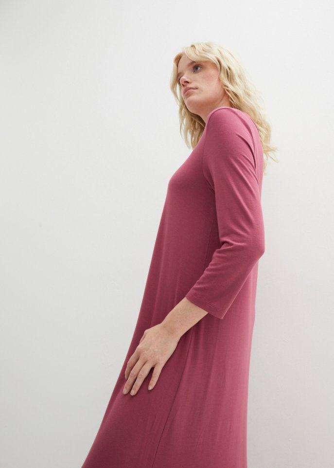 Viskose-Maxikleid in leichter A-Linie, 3/4 Arm
