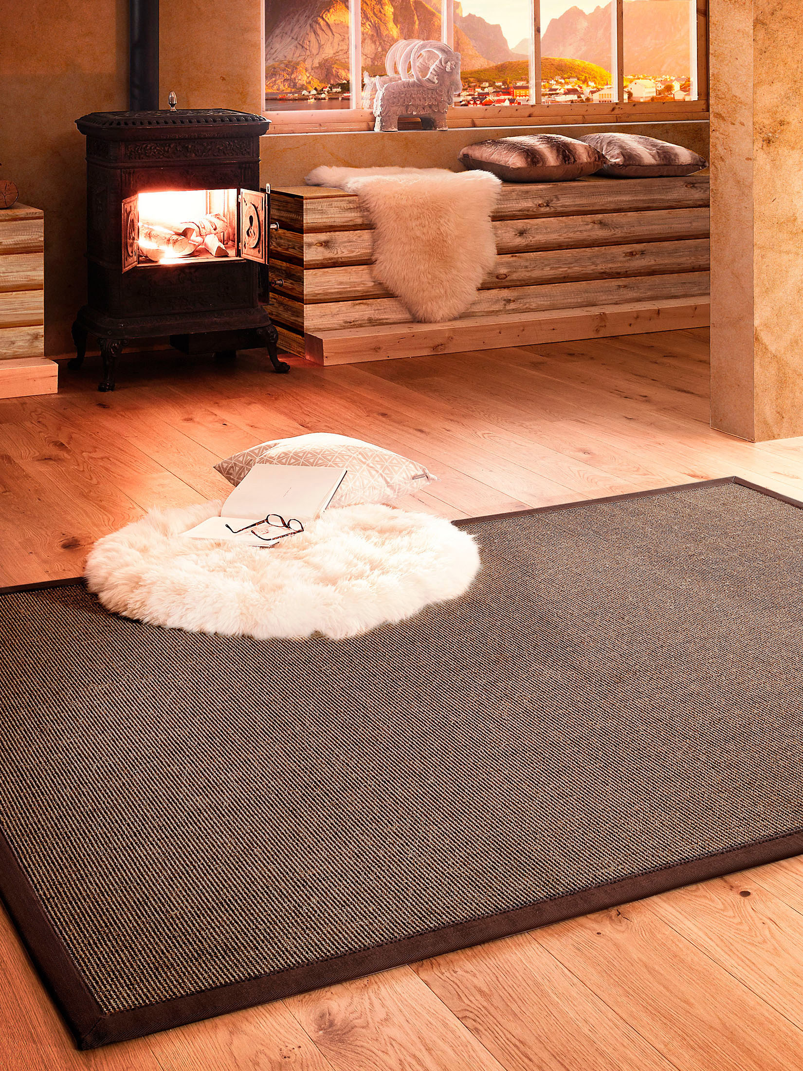 Aruba Colour Sisal-Teppich, Kaffee