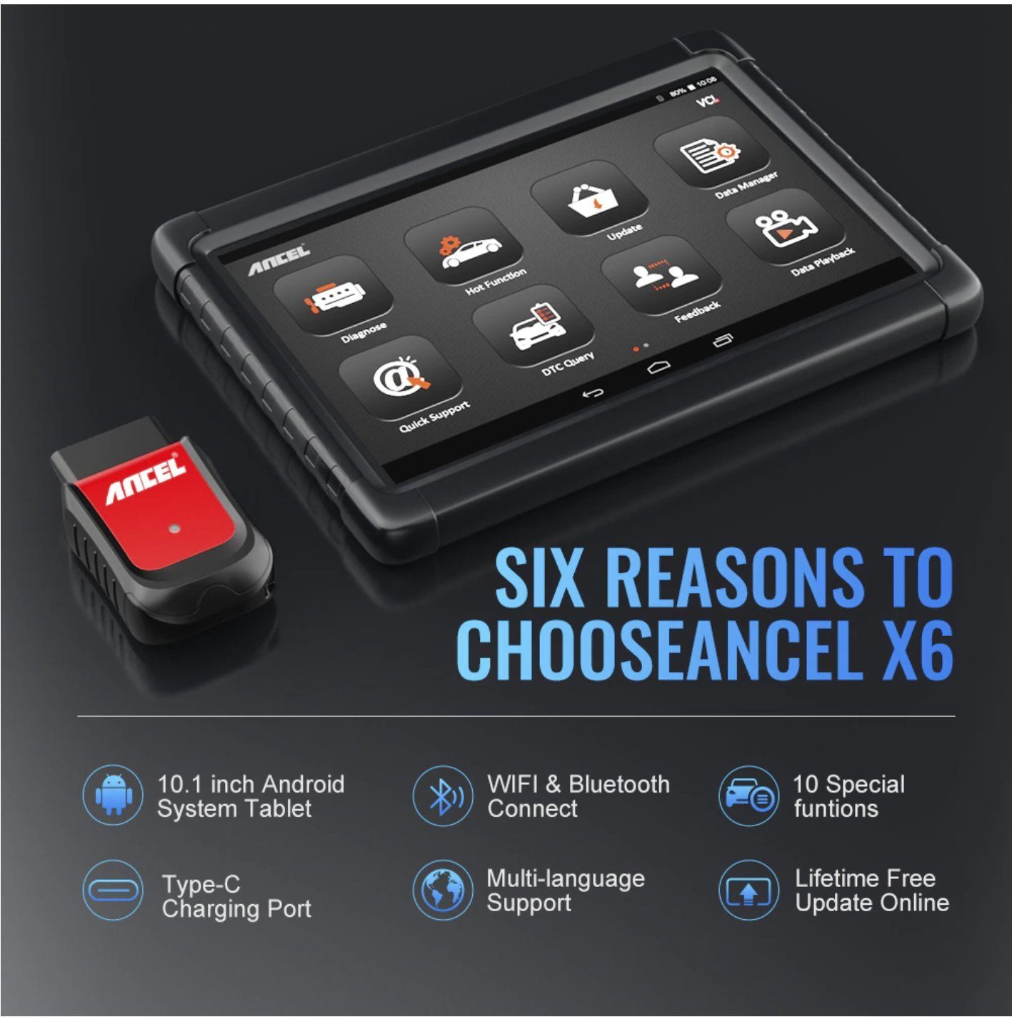Ancel Kfz-Diagnosegerät Markengerät OBD2 Automotive Scanner Professional AllSystem CodeReader