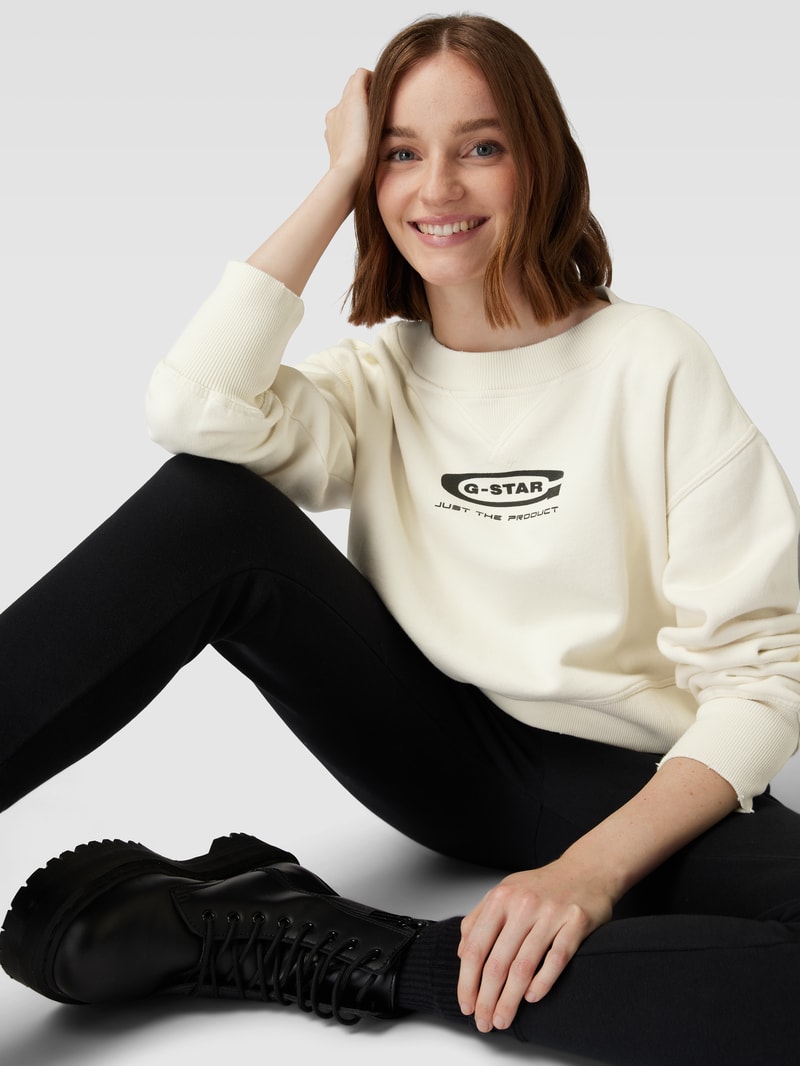 Cropped Sweatshirt im Destroyed-Look in offwhite