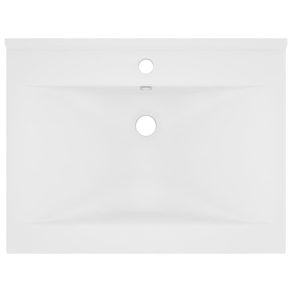 vidaXL Waschbecken Luxus-Waschbecken mit Hahnloch Matt-Weiß 60x46 cm Keramik