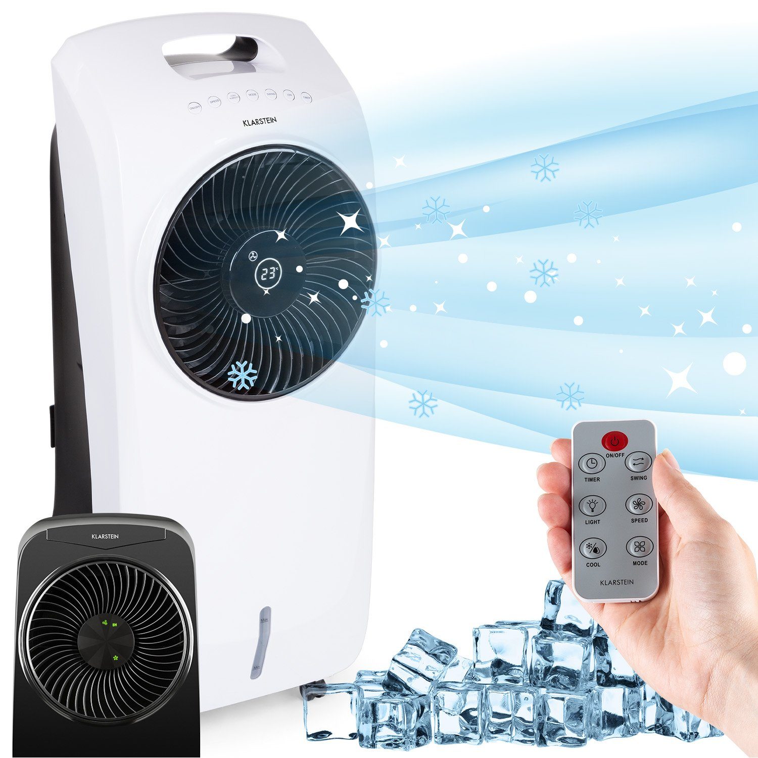 Klarstein Ventilatorkombigerät Rotator 4-in-1 Luftkühler, mit Wasserkühlung & Eis mobil Luftkühler ohne Abluftschlauch