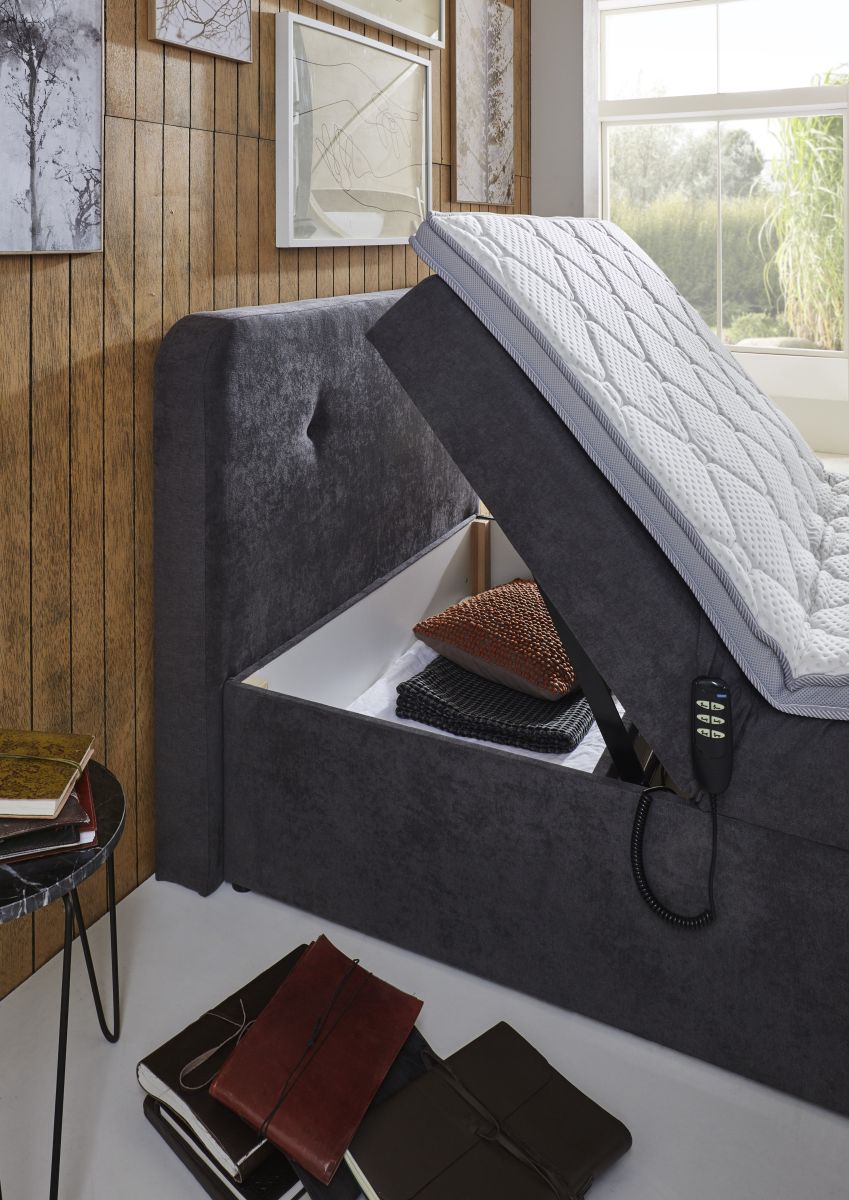 Sun Garden Boxspringbett Gabriola mit Bettkasten Grau 180 x 200 cm