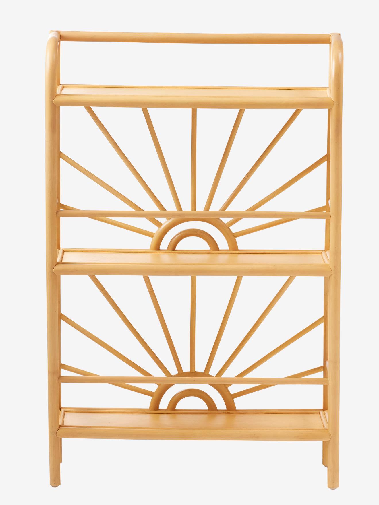 Vertbaudet Kinderzimmer Bücherregal mit 3 Böden, Rattan BOHO - natur/sonnenform
