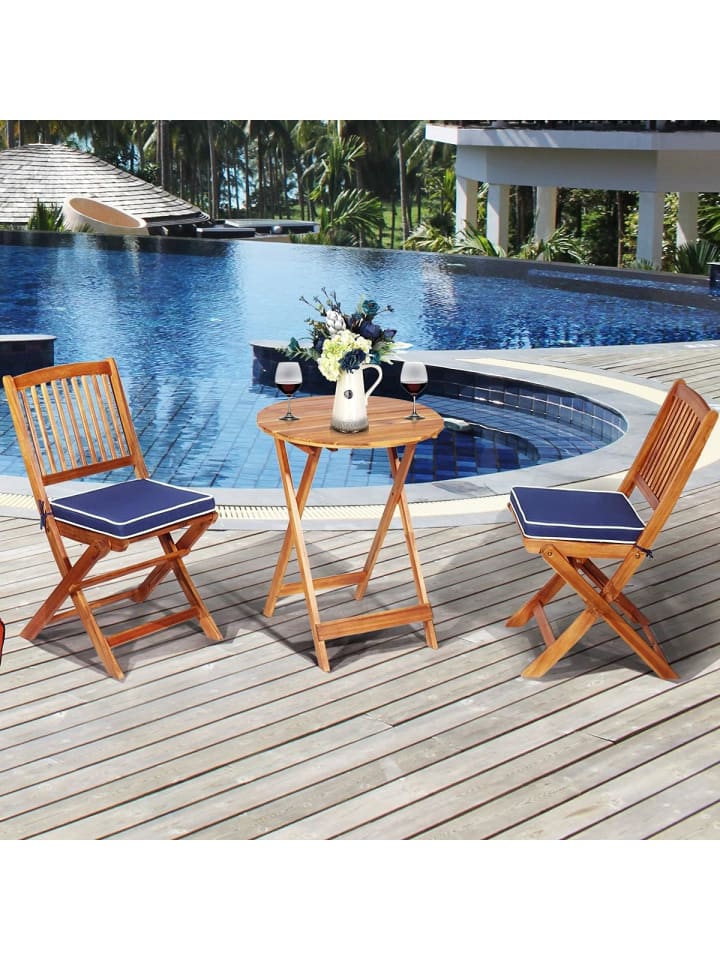 COSTWAY 3tlg. Terrassenset in Blau günstig kaufen onesize