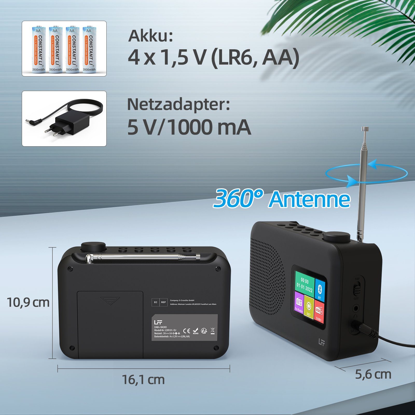 awortek DAB Digitalradio UKW mit RDS Farbdisplay Radio mit Bluetooth Digitalradio (DAB)