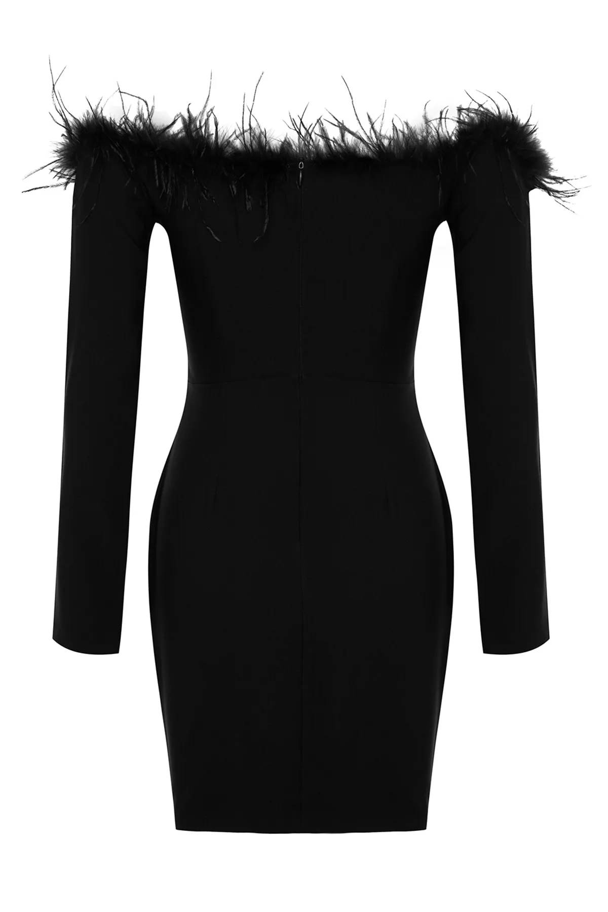 Trendyol Collection  Elegantes schwarzes Abendkleid mit Otriches TPRAW24EL00260