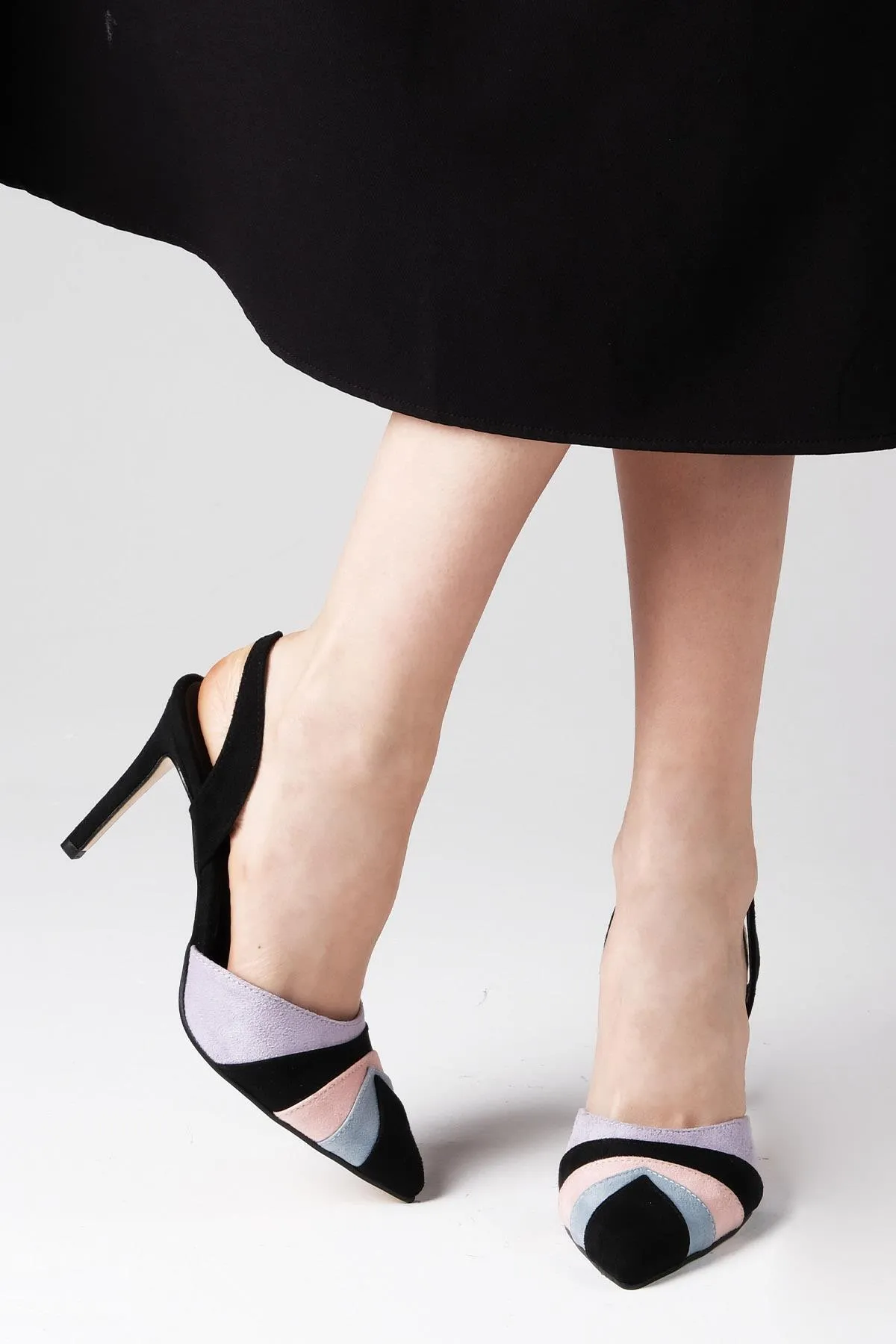 Mio Gusto  Valentina – Mehrfarbige Damenschuhe mit offenem Rücken und Absatz