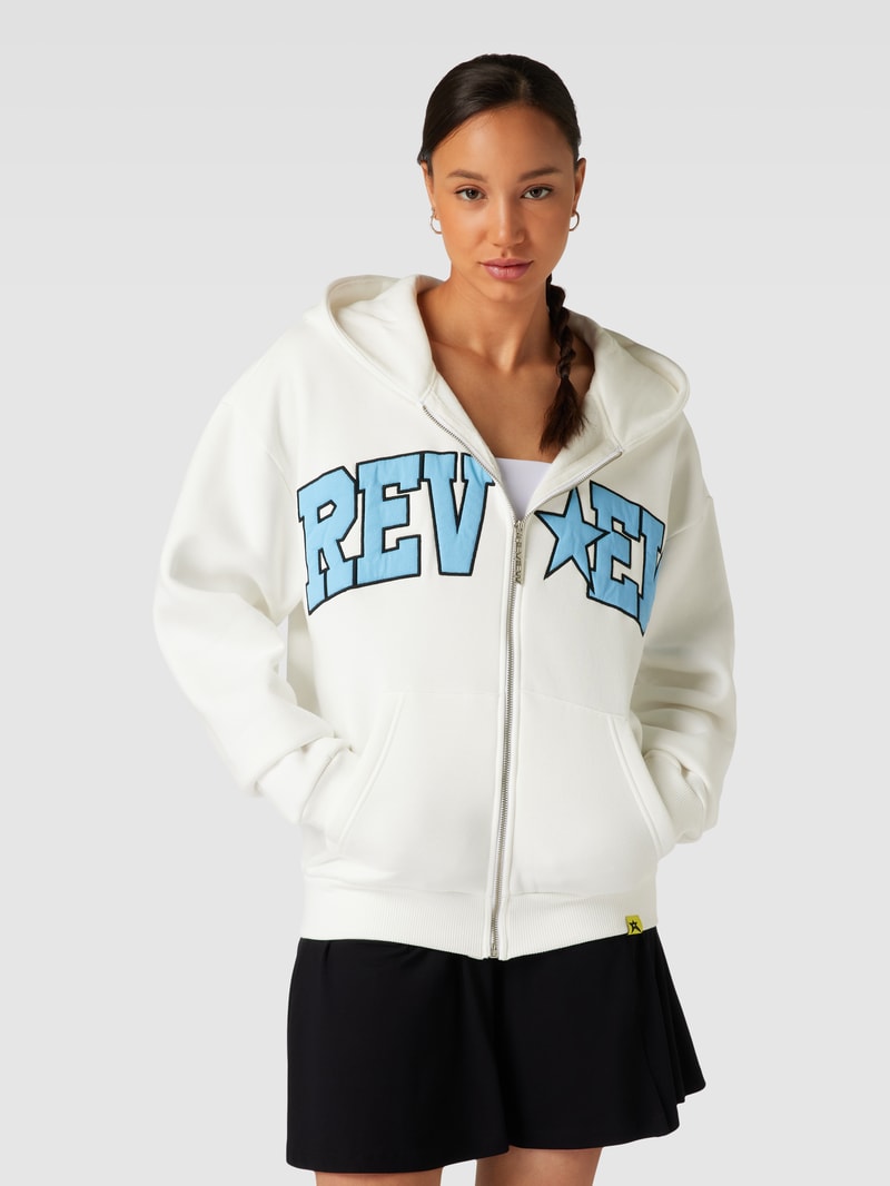 Sweatjacke mit Label-Stitching in weiß