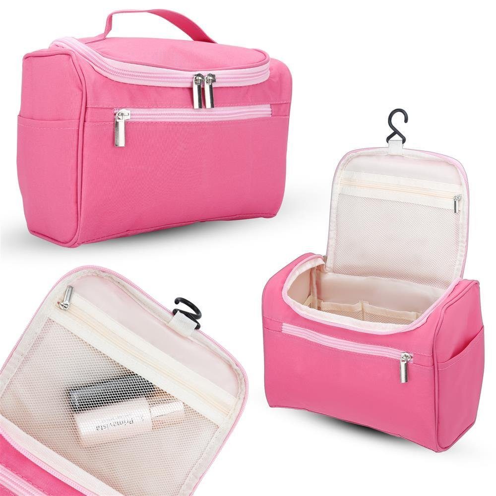 Intirilife Kosmetiktasche (Tragbare Kosmetiktasche in PINK), Koffer Kulturbeutel mit Tragegriff