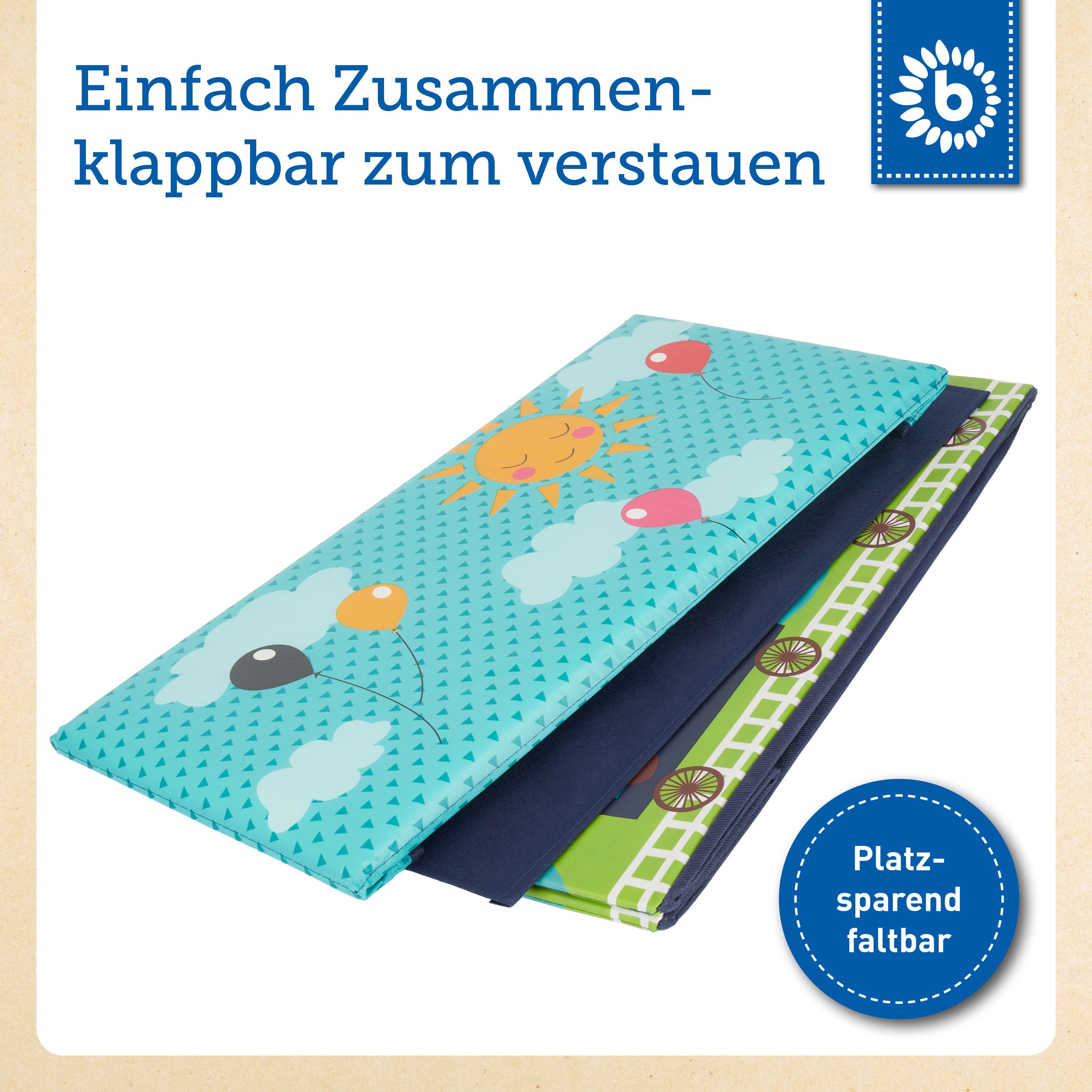 BIECO Spielzeugtruhe Bieco Aufbewahrungsbox mit Deckel 60L, faltbar ca. 60x30x35cm Spielzeugkiste mit Deckel Aufbewahrungsbox Kinder Kisten mit Deckel Aufbewahrungsbox Groß Wickeltisch Organizer Zirkus