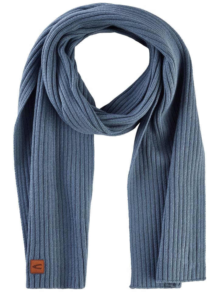 Camel Active Schal aus einem Baumwoll-Kaschmir-Mix in Blau günstig kaufen onesize
