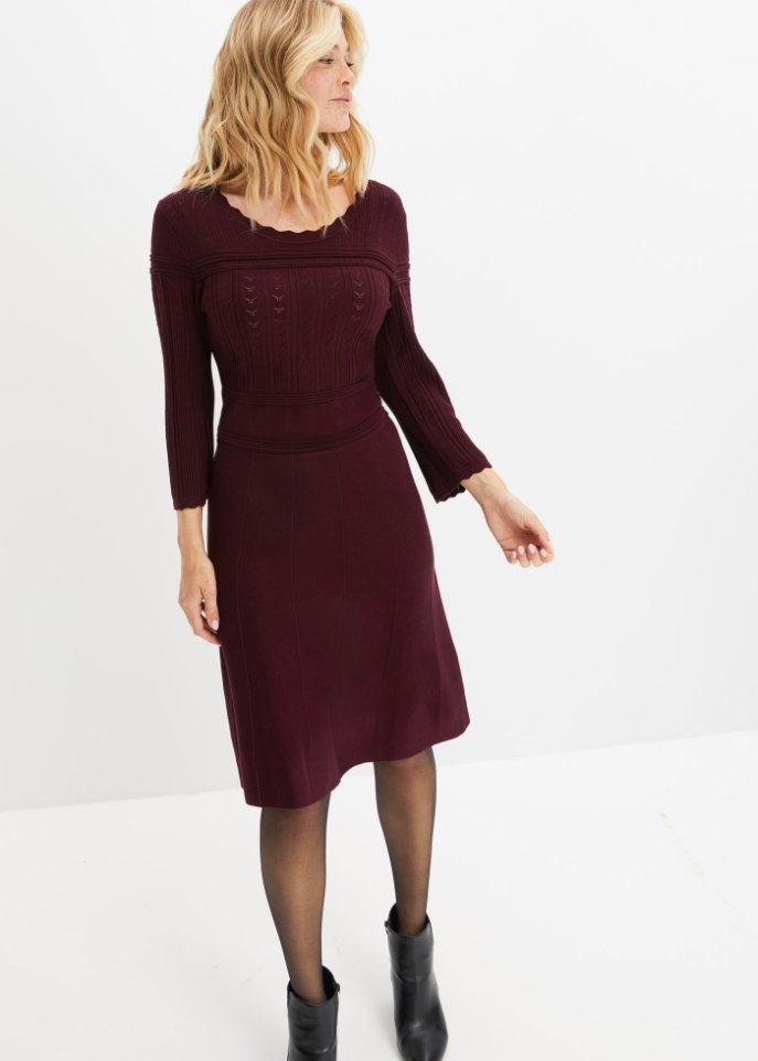 Strickkleid mit Ajourmuster und nachhaltiger Viskose
