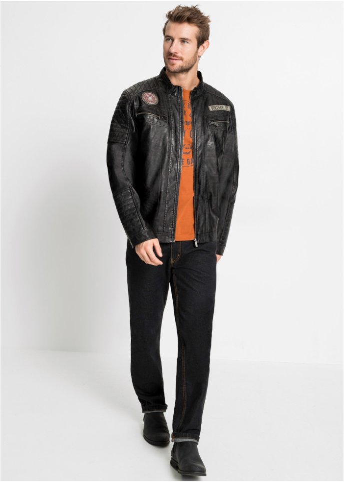 Lederimitat-Jacke
