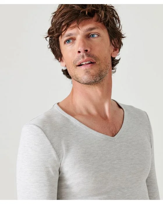 Tee-shirt col V, maille interlock Thermolactyl