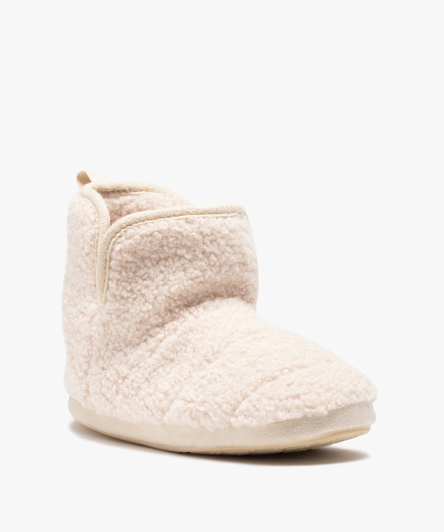Chaussons boots femme en maille bouclette - Apollo beige | GEMO