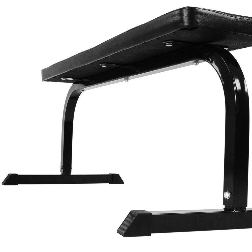 Physionics Hantelbank Flachbank - 115/51/48 cm, bis 200kg belastbar, Stahl, Schwarz - Multifunktion Hantelbank, Trainingsbank, Drückerbank, Fitnessbank für Zuhause, Bankdrücken, Krafttraining, Bauchtrainer