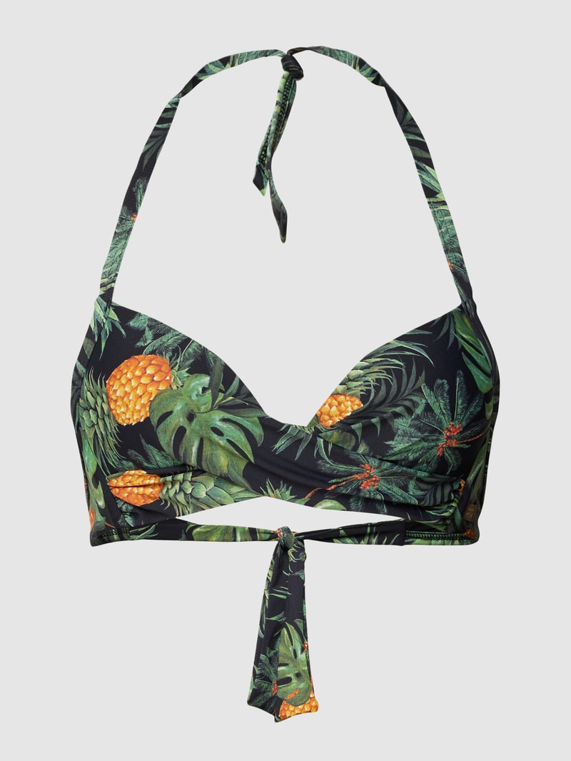 Bikini-Oberteil mit Allover-Print Modell 'EYRO' in schwarz