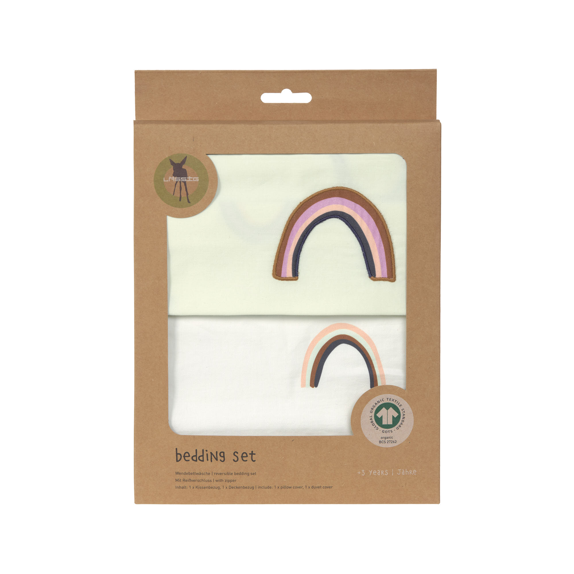 Bettwäsche Set Kinder - Bio Baumwolle, Regenbogen, Grün Milky