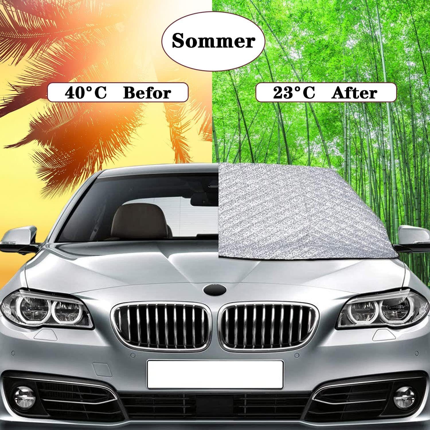 Haiaveng Frontscheibenabdeckung Frontscheibe Abdeckung Sonnenschutz Auto,Frostabdeckung, Autoscheibenabdeckung Sonnenblende