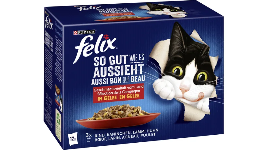 PURINA FELIX So gut wie es aussieht in Gelee Geschmacksvielfalt vom Land Katzennassfutter 1020 g