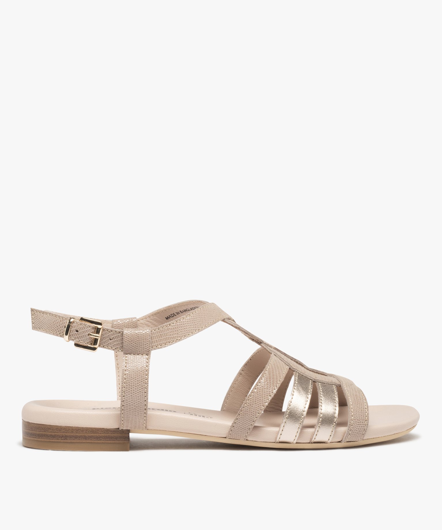 Sandales femme plates dessus cuir métallisé – Pierre Cardin bronze | GEMO