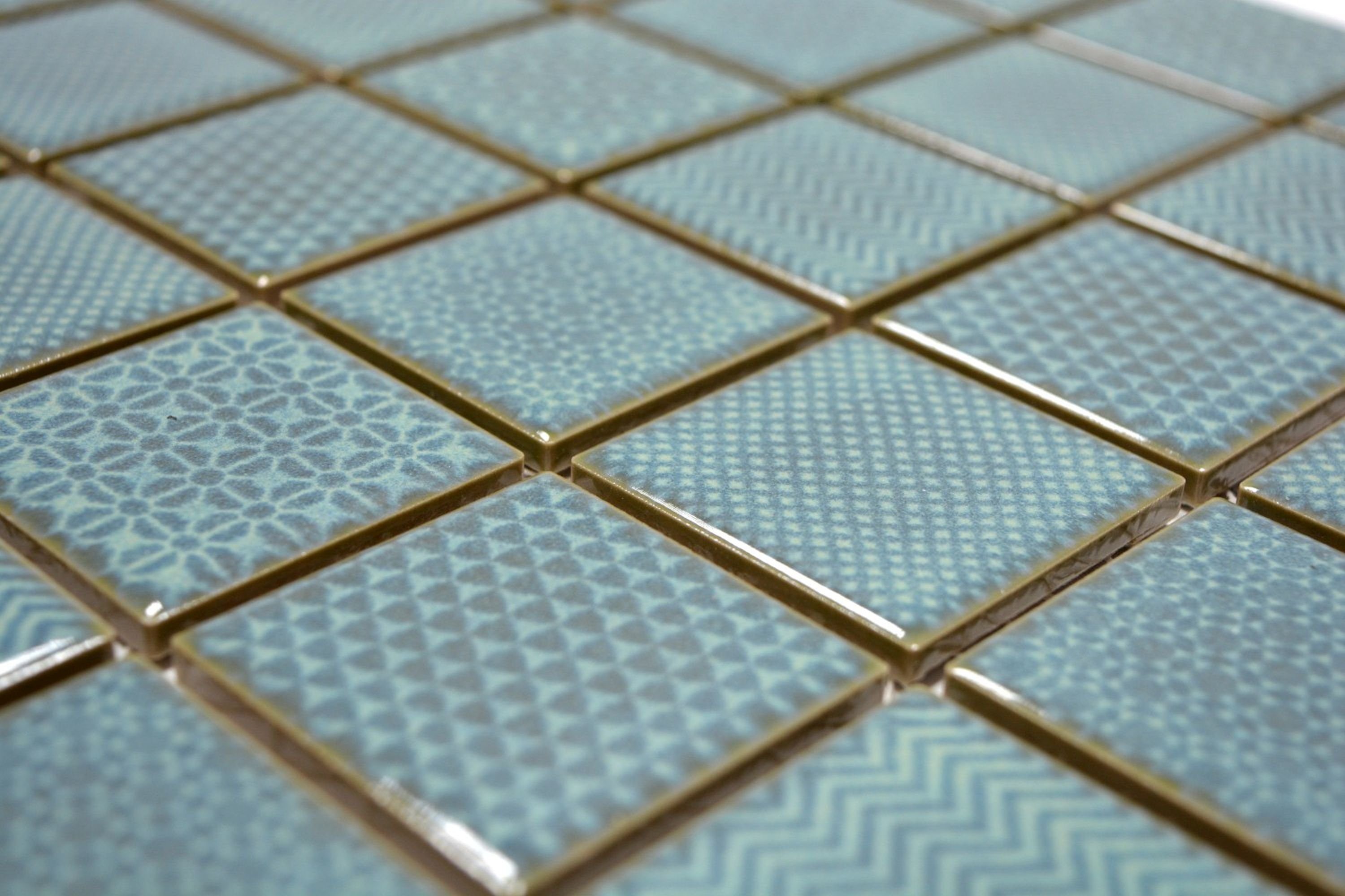 Mosani Mosaikfliesen Keramik Mosaik Fliese türkis grün BAD Pool Fliesenspiegel Küche