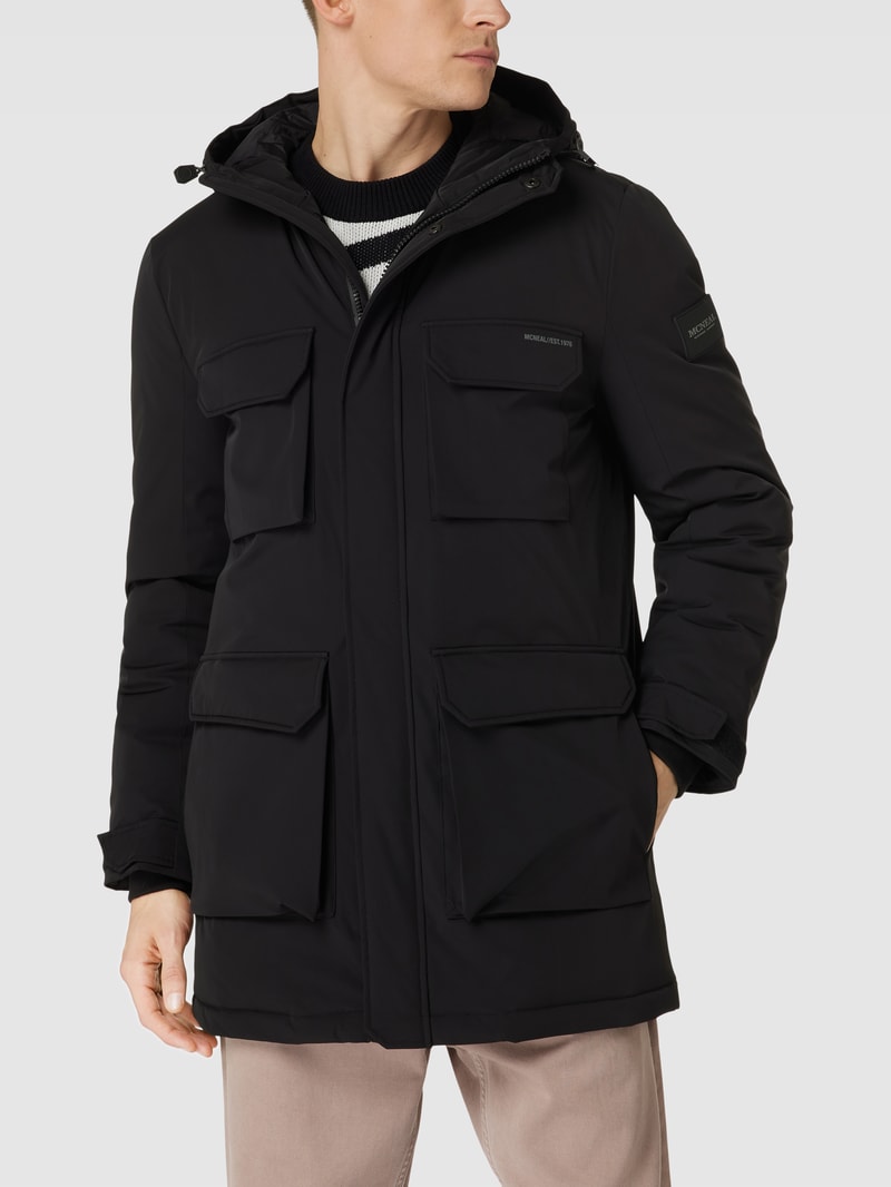 Parka mit Reißverschlusstaschen in schwarz