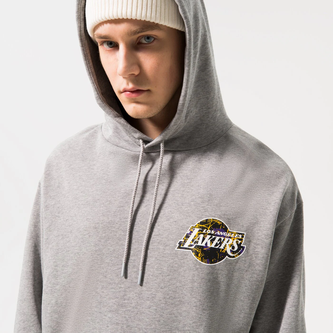 NEW ERA HOODIE INFILL TEAM LOGO LAKERS LOS ANGELES LAKERS Grau