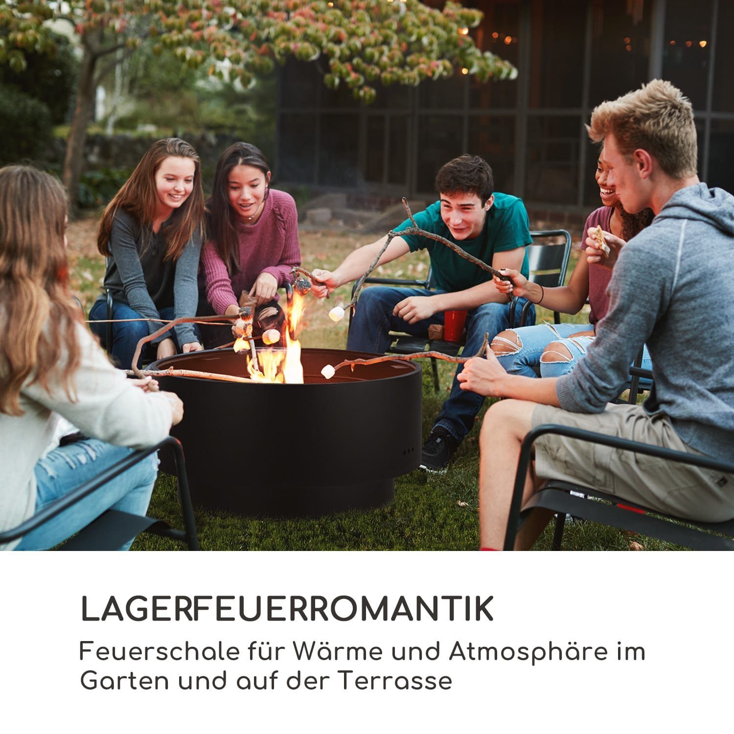 blumfeldt Feuerschale Pompeji, (Set), Feuerschale Garten mit Grill Feuerkorb Feuerstelle Outdoor