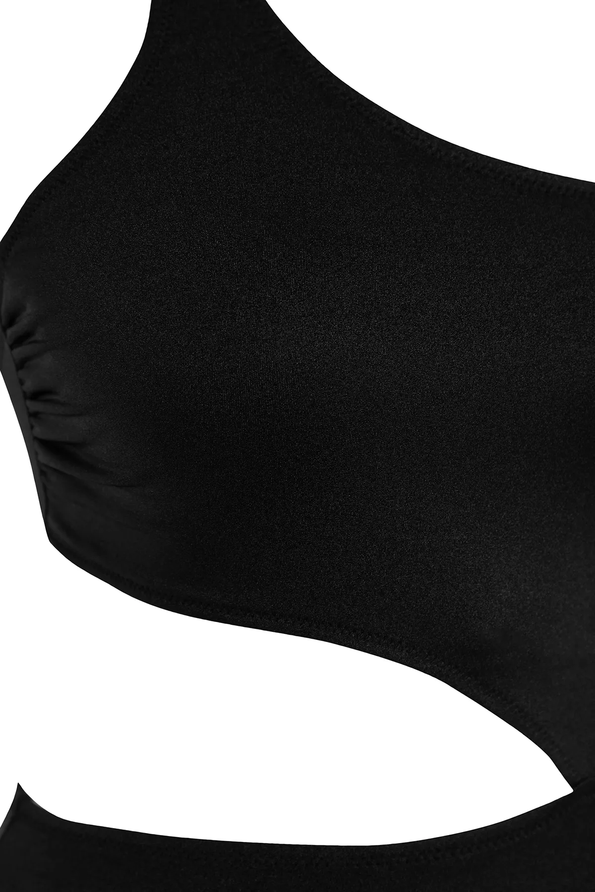 Trendyol Collection  Schwarzer, einschultriger Cut-out/Fenster-Regulärer Mayokini TBESS24MY00005
