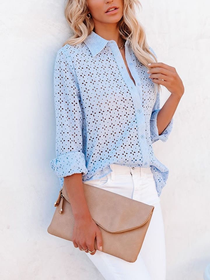 Milan Kiss Bluse in Hellblau günstig kaufen