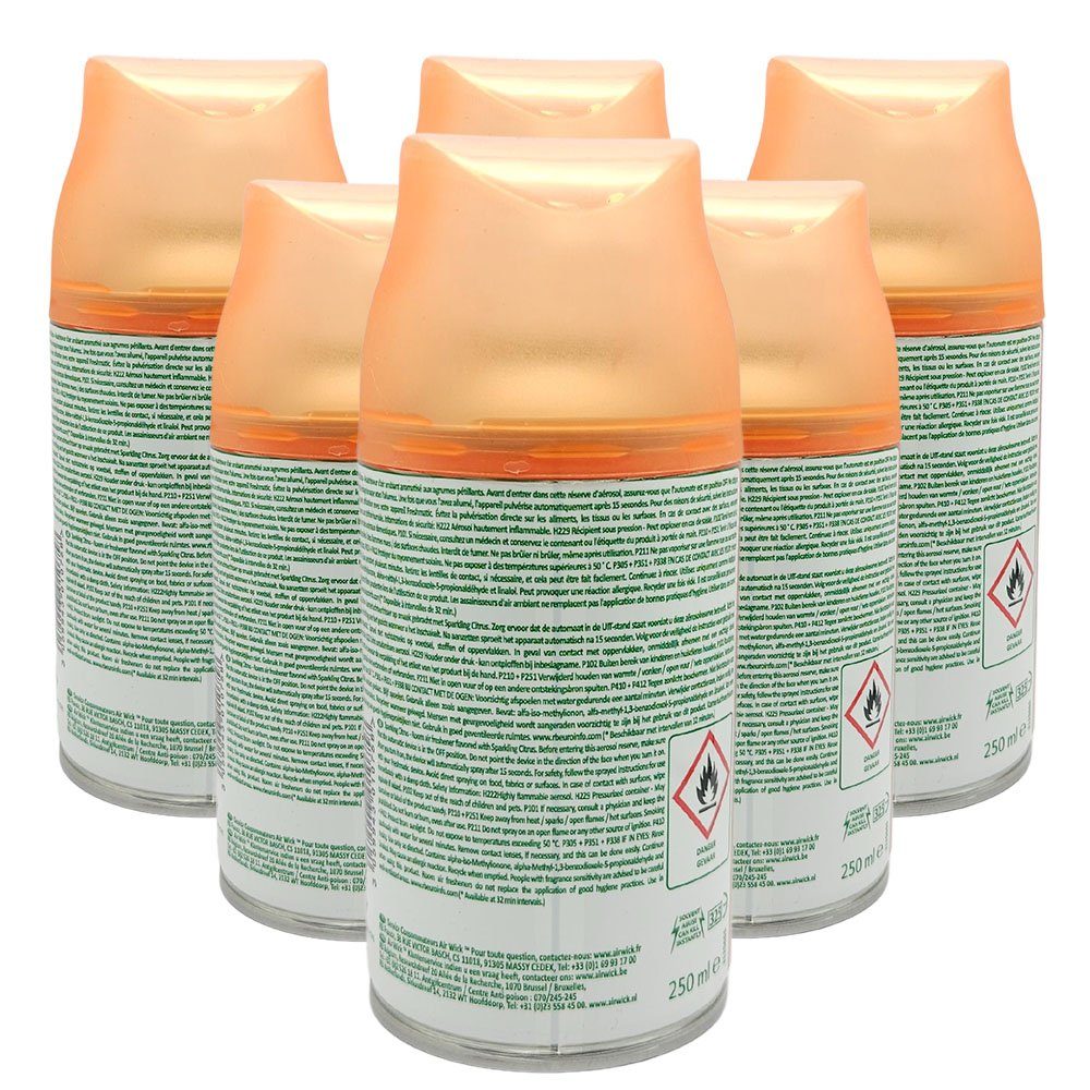 Air Wick Raumduft Sparkling Citrus (6 x 250ml, 6-St), Lufterfrischer - Frische Zitrusduft-Erlebnis