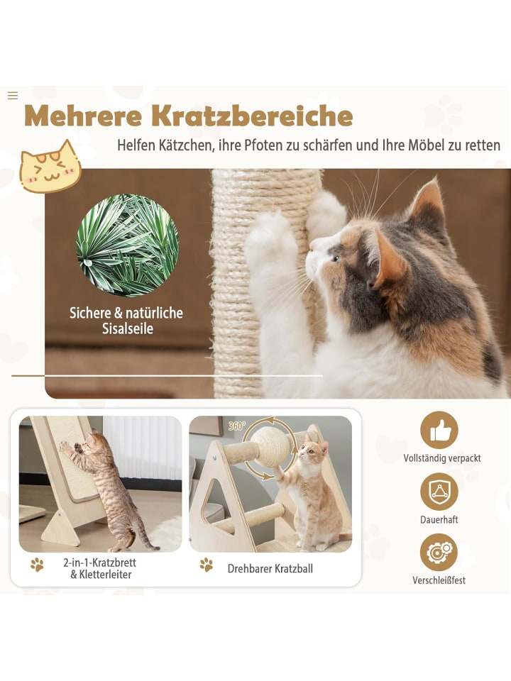 COSTWAY Kratzbaum mit Korb in Beige günstig kaufen 42 cm