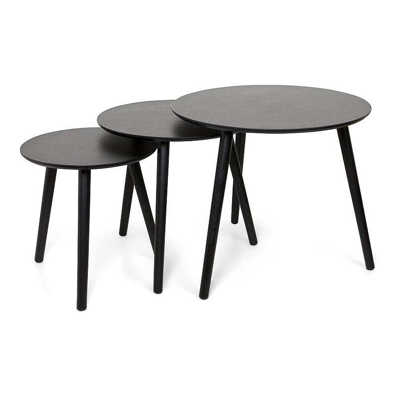 Home Bord s/3 ø 60/48/40 cm mdf ask sort
