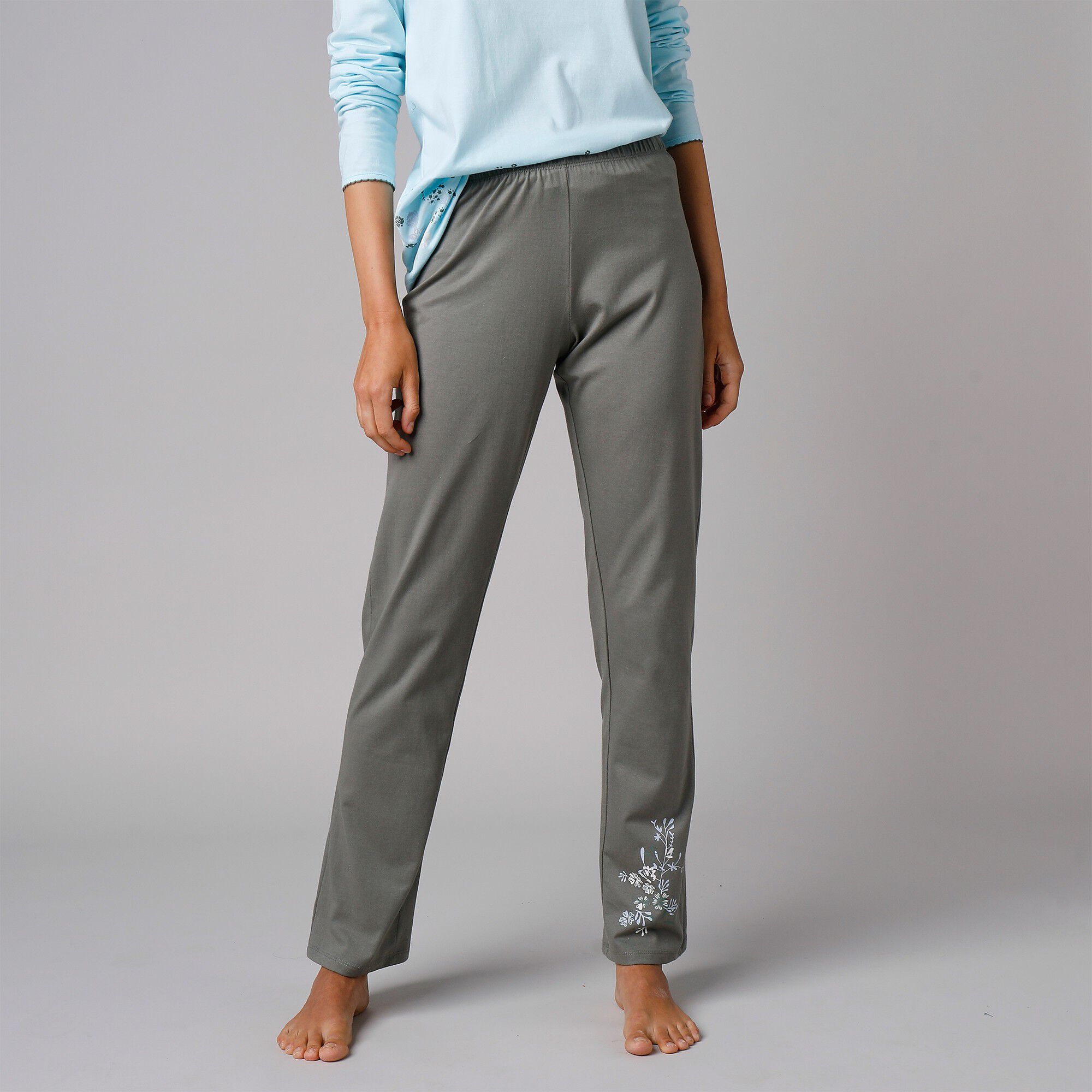 Pantalon de pyjama imprimé placé fleurs