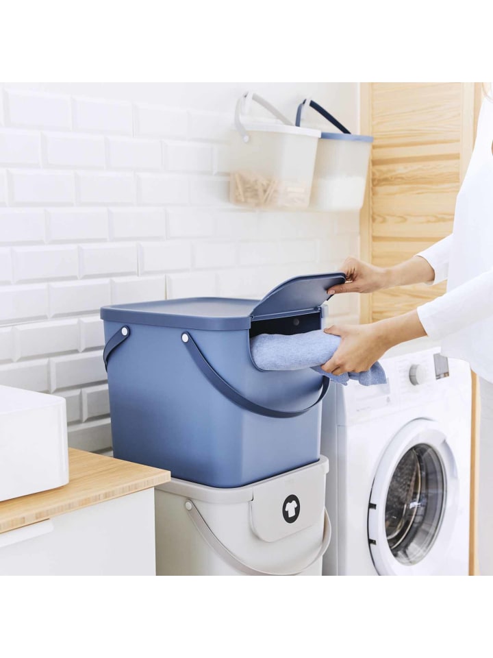 Rotho Albula Wäschesammler 40l mit Deckel, Kunststoff (PP recycelt) in Horizon blau günstig kaufen onesize