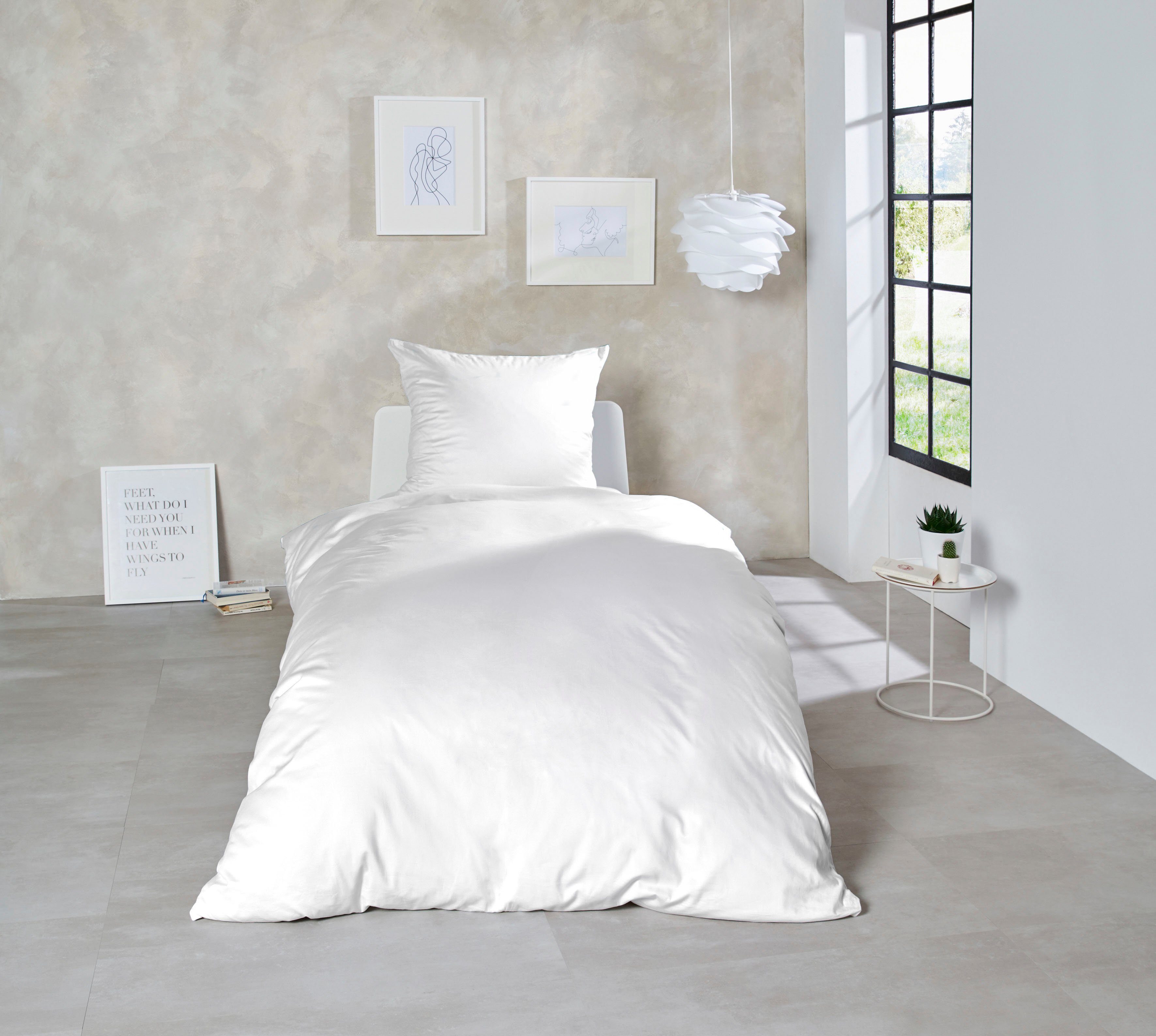 Bettwäsche Uni Luxus-Satin in Gr. 135x200, 155x220 oder 200x200 cm, Primera, Satin, 2 teilig, Bettwäsche aus Baumwolle, unifarbene Bettwäsche mit Reißverschluss