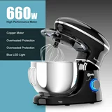 Costway 6 Speed 660W Dough Hook Whisk Beater 6.3Qt Tilt-Head Food Stand Mixer White