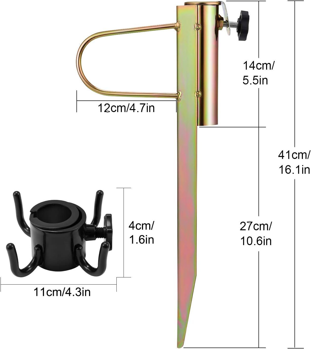 EBUY Balkonklammer Metall Regenschirm Pfahl Windproof Garten Strand Balkon, 1 tlg.