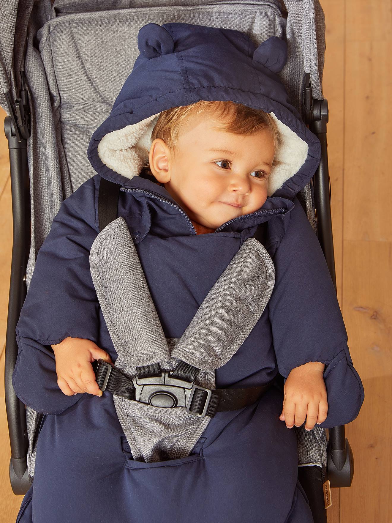 Vertbaudet 2-in-1 Baby Ausfahrsack / Steppjacke, Recycling-Polyester - nachtblau