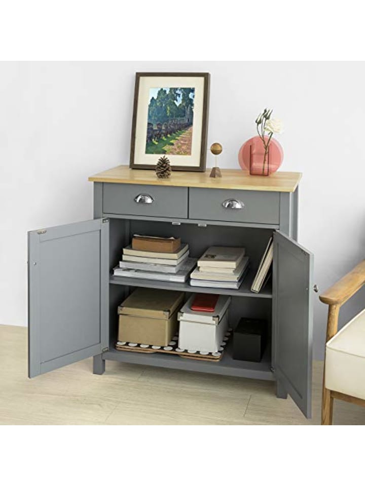 SoBuy Sideboard in Natur und Grau - (B)79 x (H)80 x (T)35cm günstig kaufen onesize