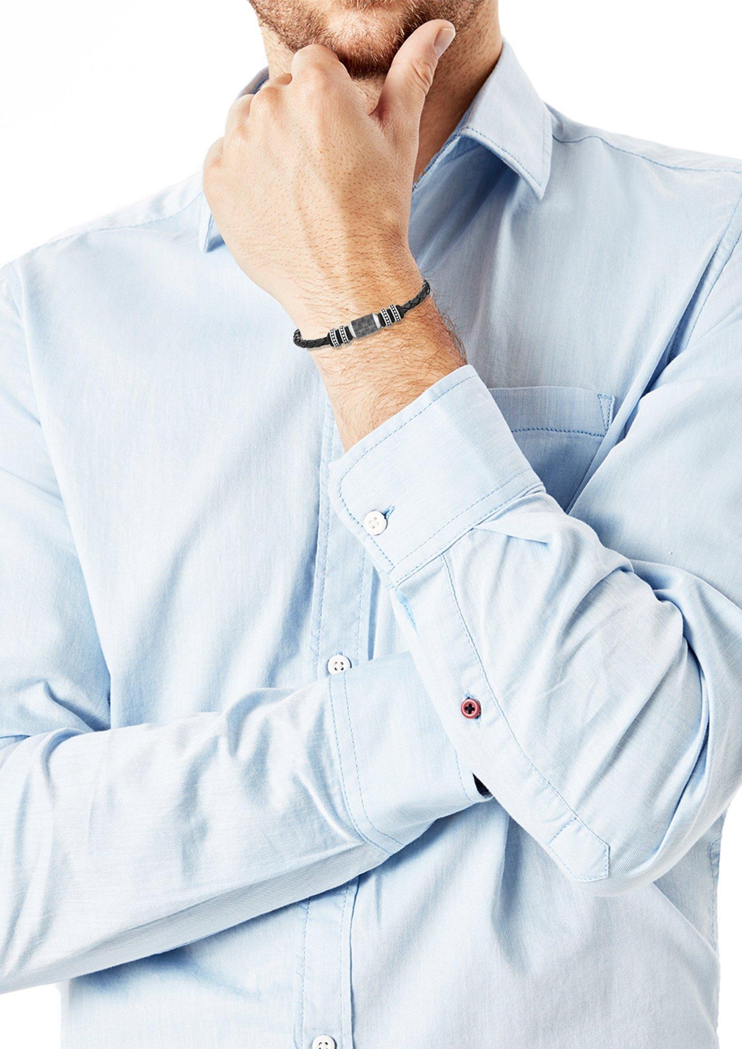 Armband aus Leder und Edelstahl  272.908.6412.4257-99B0