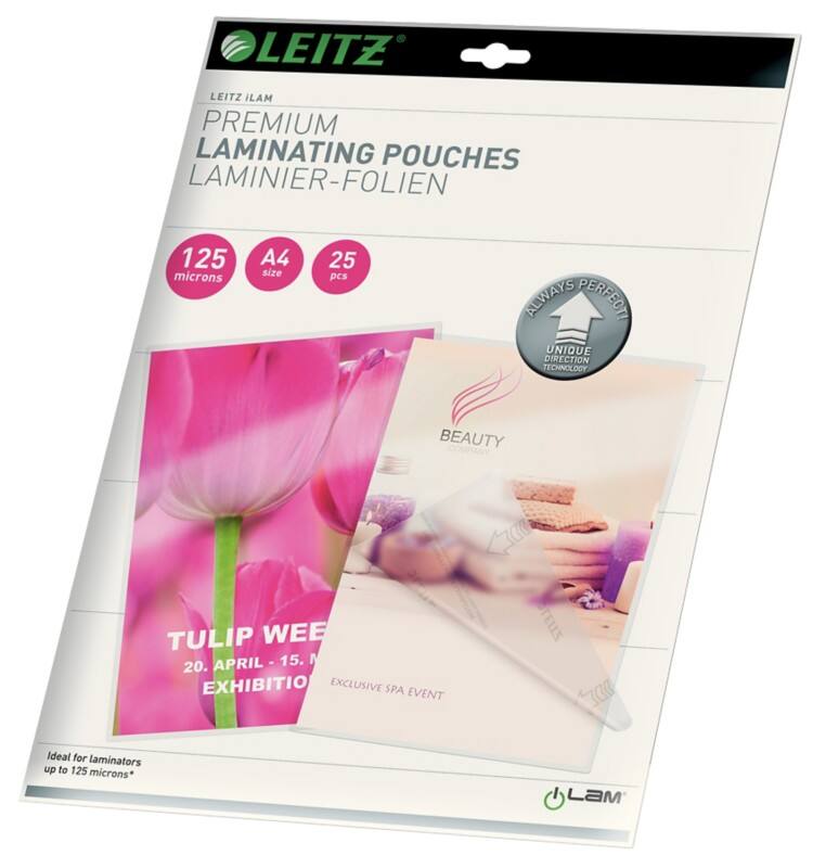 Leitz iLAM Premium Laminierfolien DIN A4 Glänzend 125 Mikron (2 x 125) Transparent 25 Stück